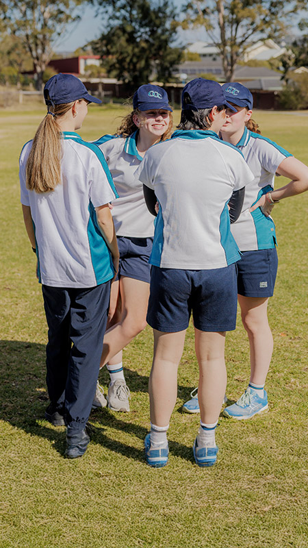 Caroline Chisholm Catholic College Glenmore Park students on lawn