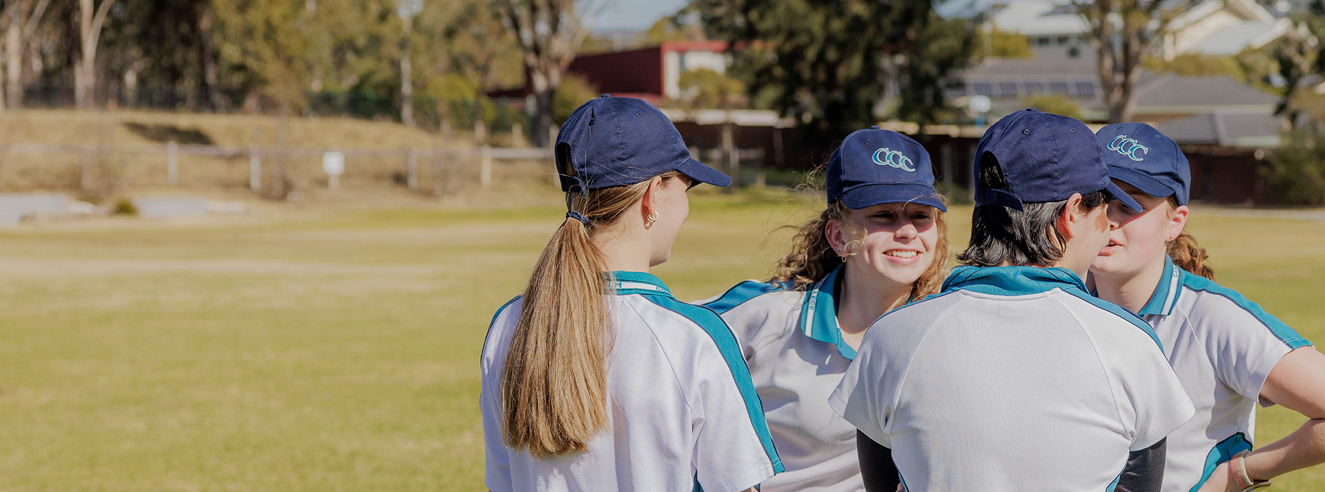 Caroline Chisholm Catholic College Glenmore Park students on lawn
