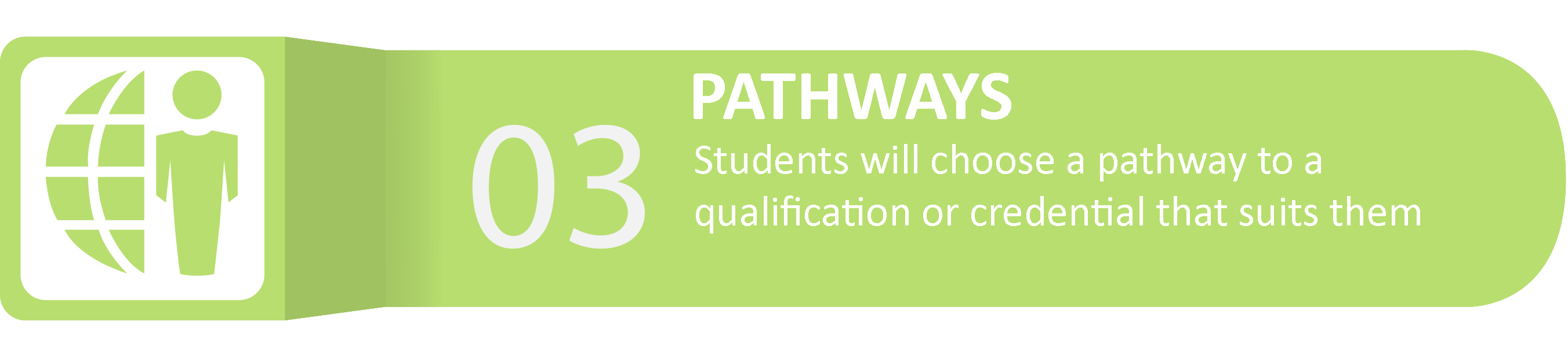 Learning Pathways - Students will choose a pathway to a qualification ore credential that suits them