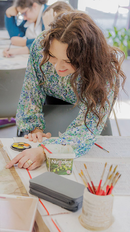 Caroline Chisholm Catholic College Glenmore Park student and dedicated teacher in art studios