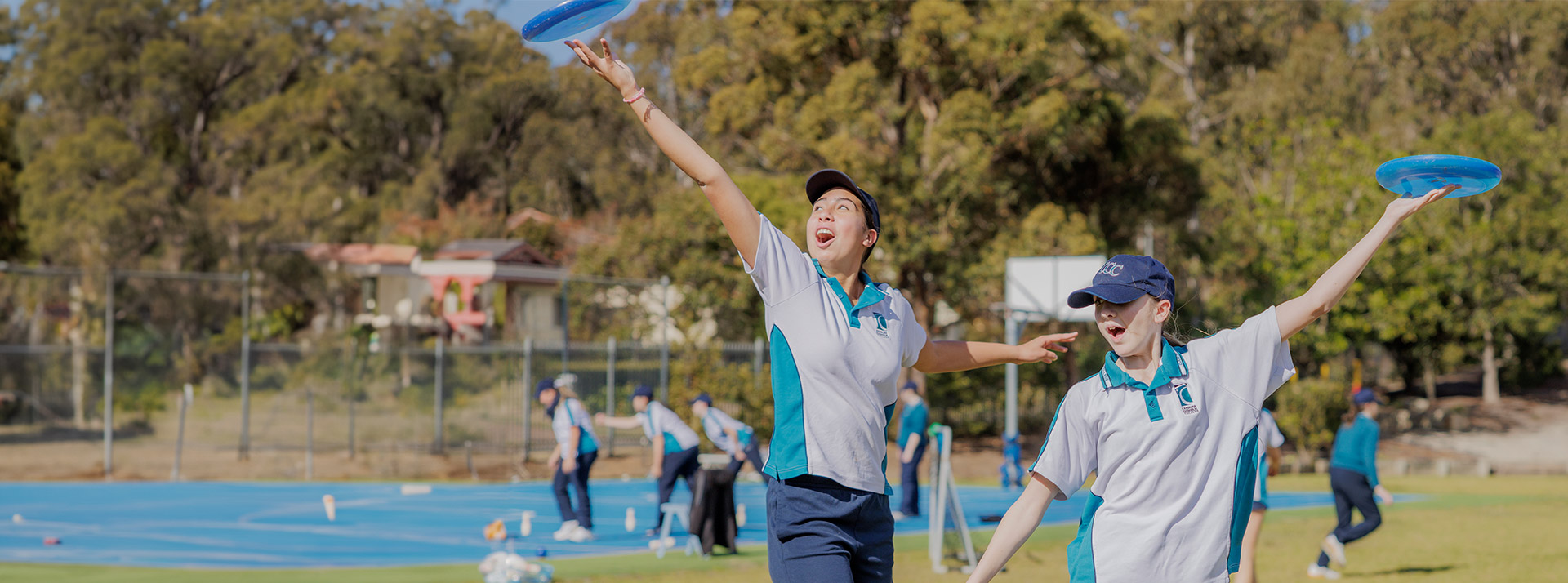 Caroline Chisholm Catholic College Glenmore Park students playing frisbee