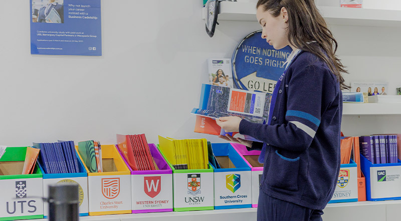 Caroline Chisholm Catholic College Glenmore Park student analysing university choices