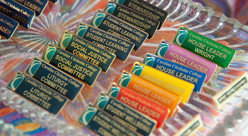 Caroline Chisholm Catholic College Glenmore Park student leadership badges